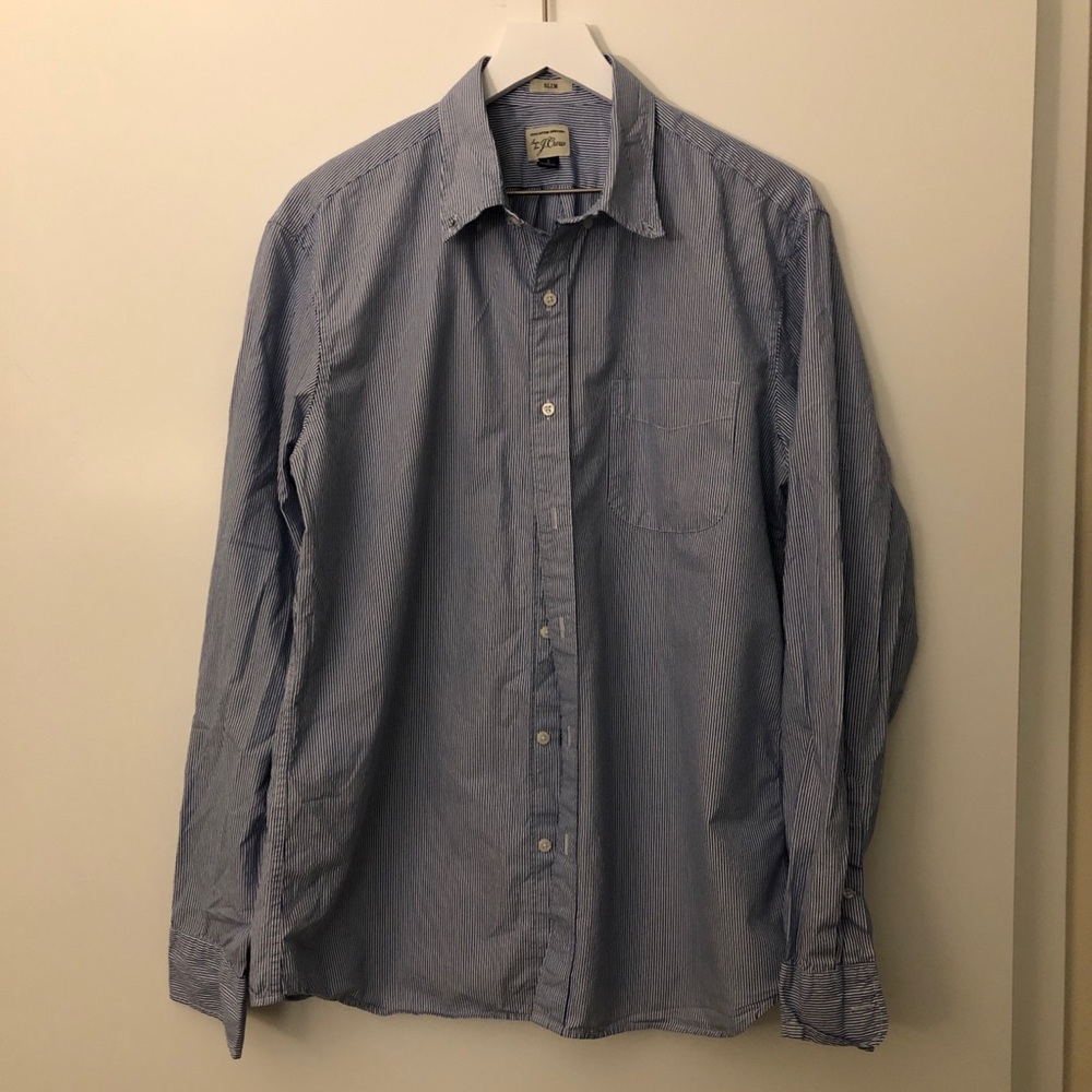 J. Crew Slim Fit Blue Striped Button Down Shirt